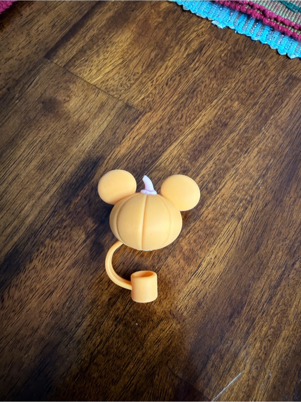 Disney Orange Pumpkin Mickey Straw Topper